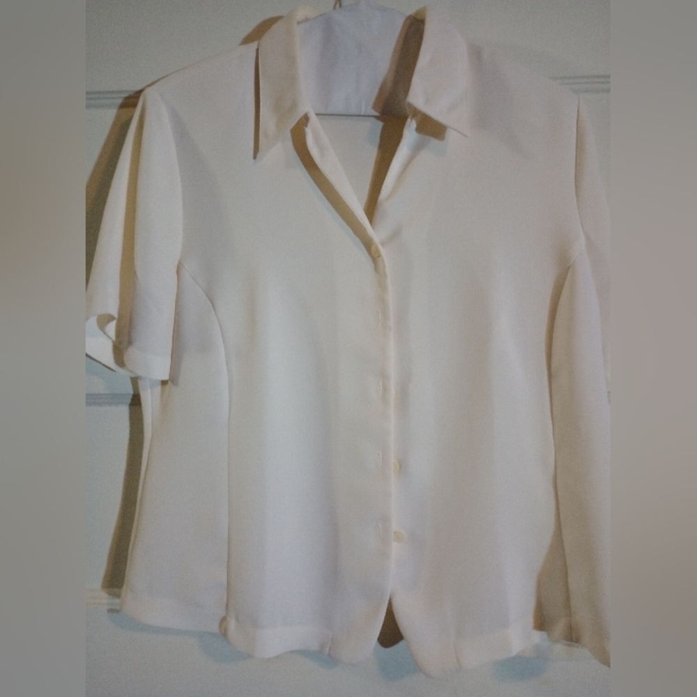 Liz Baker 16 white long sleeve dress blouse